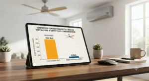 Grafico comparativo dei consumi energetici tra il miglior ventilatore a soffitto e il condizionatore 