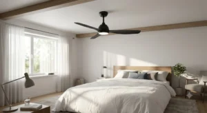 Ventilateur de plafond ultra silencieux avec moteur DC idéal pour une chambre à coucher. 

