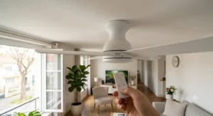 Ventilateur de plafond profil bas avec télécommande et moteur DC économe en énergie