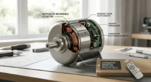 Moteur DC à haute efficacité énergétique pour ventilateur de plafond réversible économique.