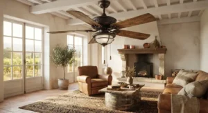 Ventilatore a pale in legno naturale perfetto per ambienti in stile rustico o classico