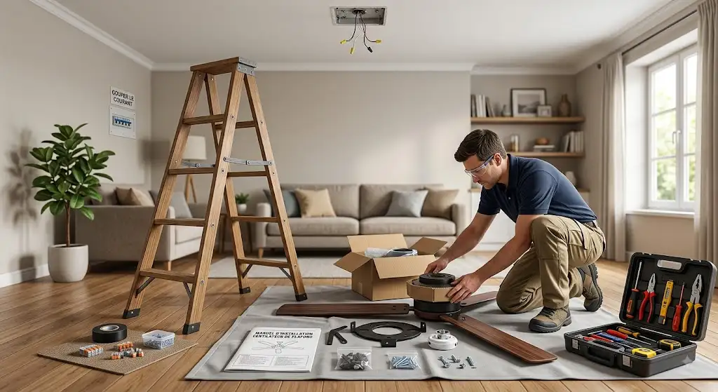 Préparation de la zone de travail pour installer un ventilateur de plafond en toute sécurité comment installer un ventilateur de plafond