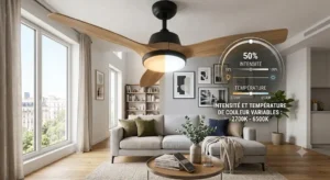 Dimmable and color temperature adjustable light on a ventilateur de plafond avec lumiere led