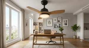 Compact ventilateur de plafond avec lumiere led suitable for a small home office