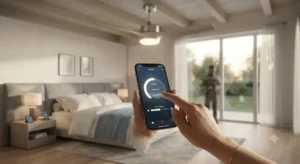 Regolazione della velocita di un ventilatore a soffitto smart attraverso lo schermo dello smartphone 


